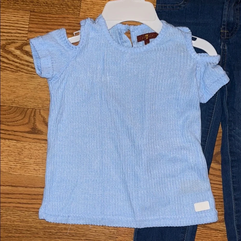 7 For All Mankind 3-Piece Shirt Jeans Vest 5T 6T two available